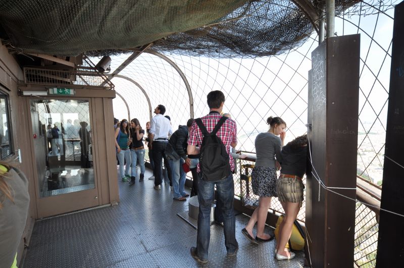 The viewing gallery at level two of the Eiffel Tower