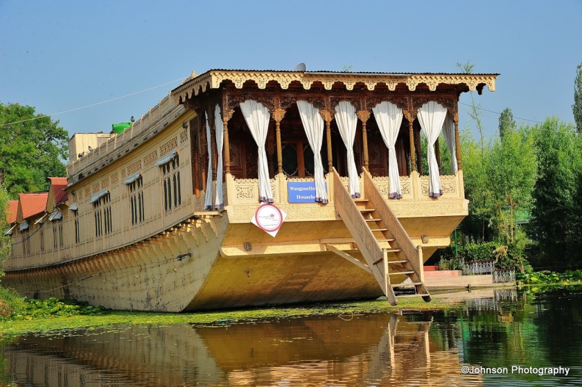 One of the houseboats moored in Dal Lake